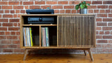 Record cabinet, vinyl record storage, vinyl record holder, solid oak unit, cabinet, storage, record stand, record player stand, media unit