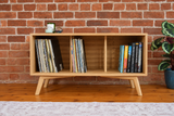 'Lafant' – Solid Oak Record Player Stand with Dowel Dividers & Backing panel