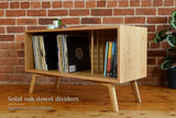 'Lafant' – Solid Oak Record Player Stand with Dowel Dividers & Backing panel