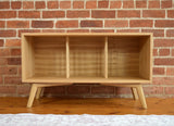 'Lafant' – Solid Oak Record Player Stand with Dowel Dividers & Backing panel