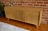 'Brwyn' – Solid Oak Media Unit with Sliding Doors