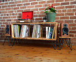 Mid Century record player stand with dowel dividers