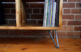 Mid Century record player stand with solid dividers