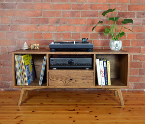 'Ffion' Solid Oak, Mid Century Modern media unit