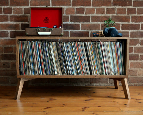 'Lafant' solid oak record player stand with handmade oak legs