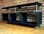 XL DJ unit / vinyl storage with charred wood finish in Ebony