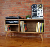 'Goldwyr' solid oak, mid century media unit