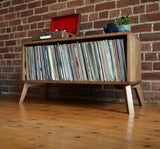 'Lafant' solid oak record player stand with handmade oak legs