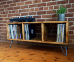 Mid Century record player stand with solid dividers